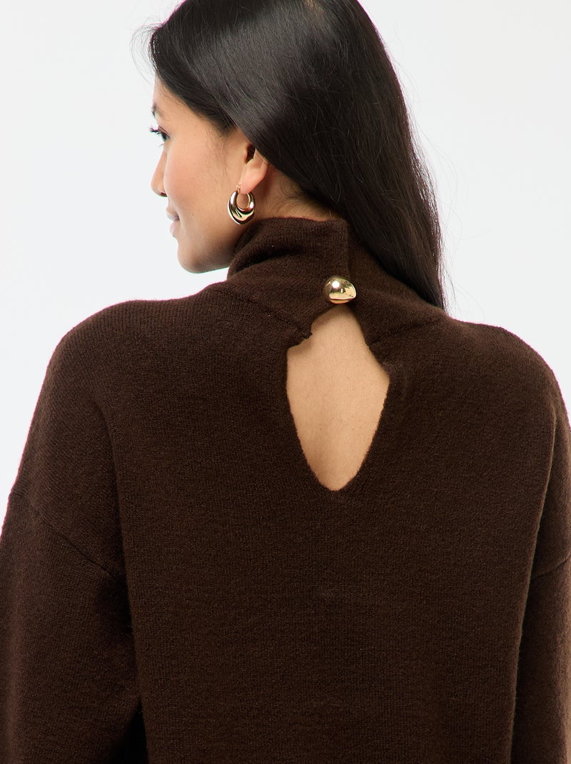 Pull doux avec fente bijou au dos Marron - Kiabi