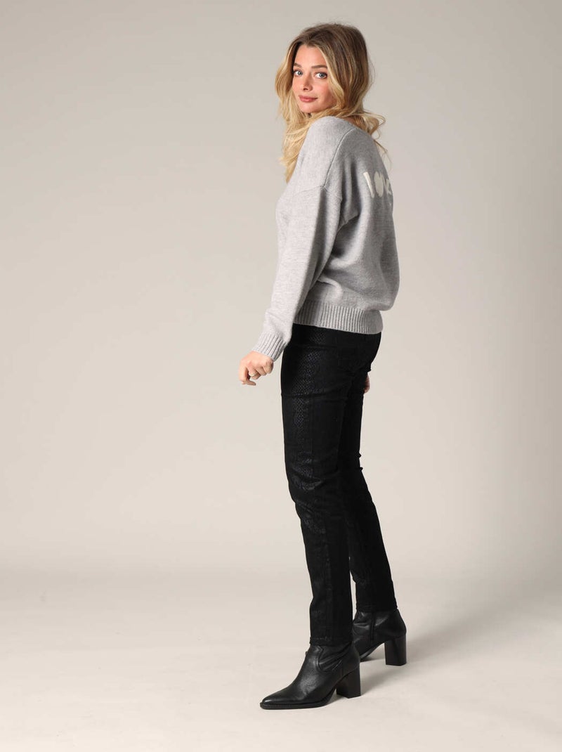 Pull doux avec message LOVE 'Deeluxe' Gris clair - Kiabi