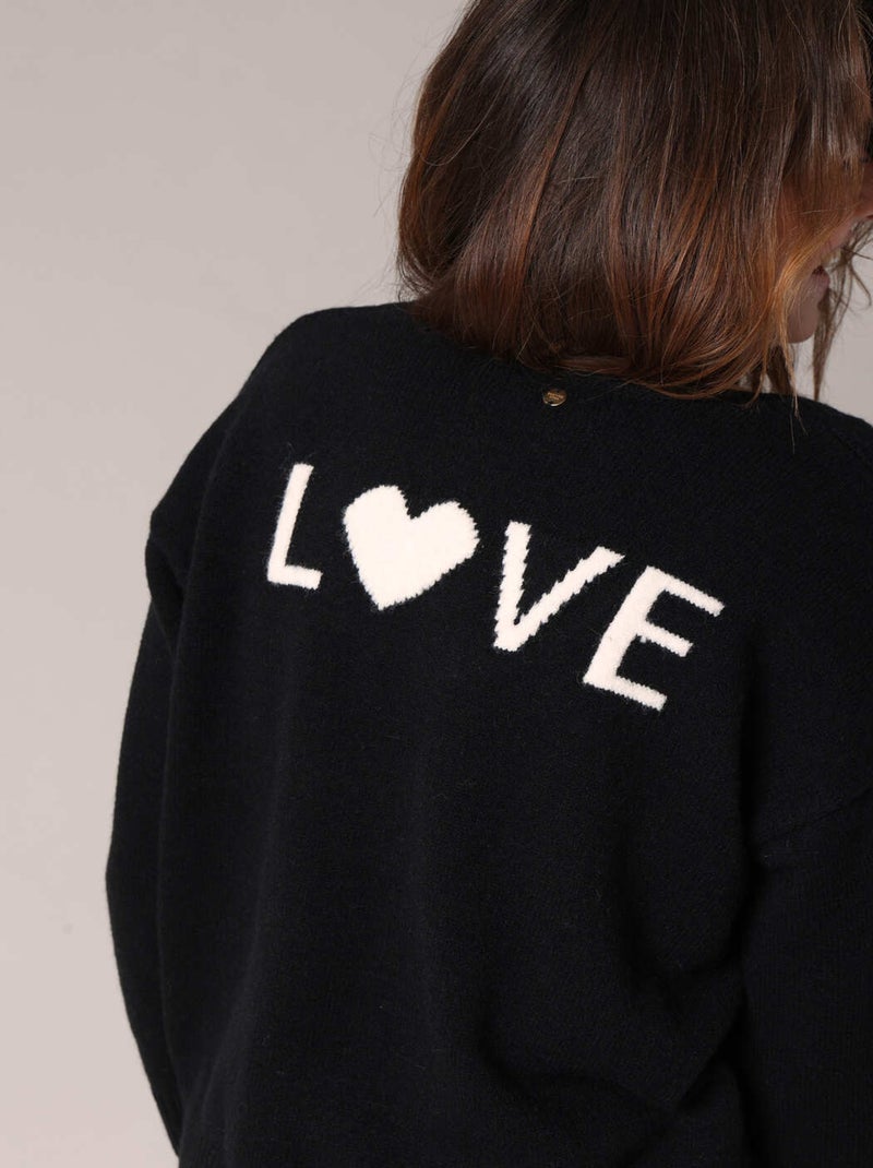 Pull doux avec message LOVE 'Deeluxe' Noir - Kiabi