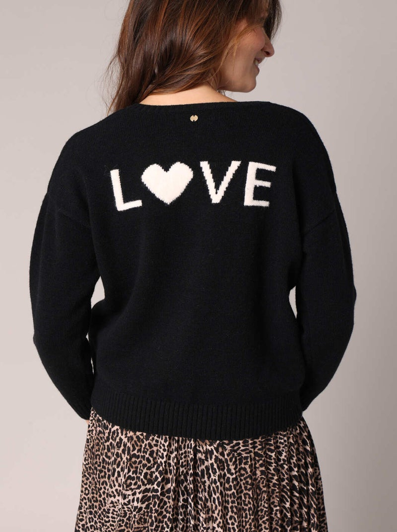 Pull doux avec message LOVE 'Deeluxe' Noir - Kiabi