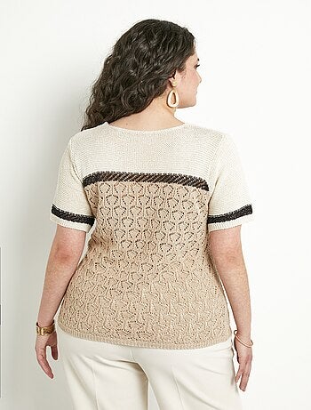 Pull doux brillant manches courtes col rond - Afibel