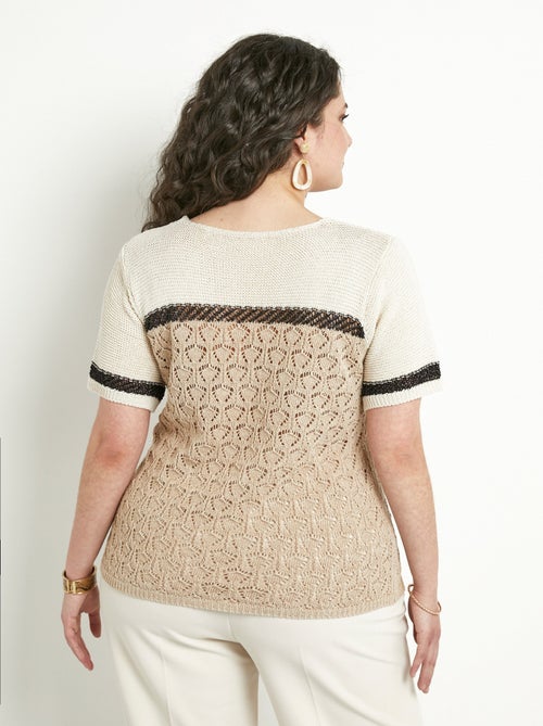 Pull doux brillant manches courtes col rond - Afibel - Kiabi