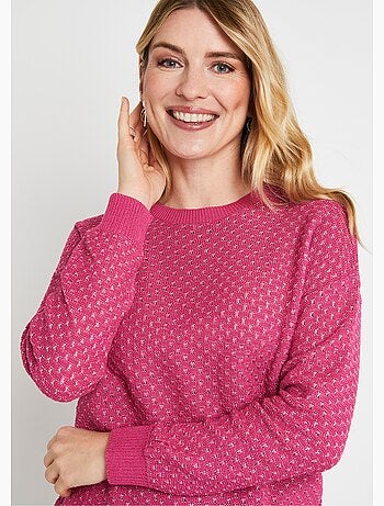 Pull doux brillant mélange coton col rond - Afibel