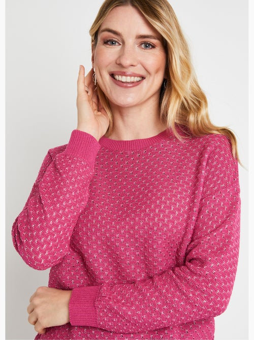 Pull doux brillant mélange coton col rond - Afibel - Kiabi