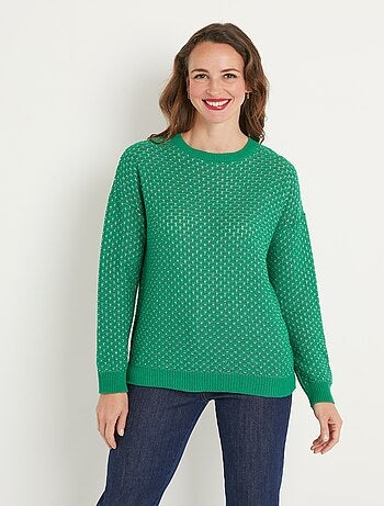 Pull doux brillant mélange coton col rond - Afibel