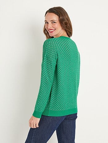 Pull doux brillant mélange coton col rond - Afibel