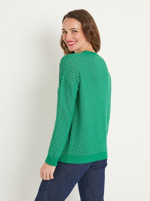 Pull doux brillant mélange coton col rond - Afibel - Kiabi