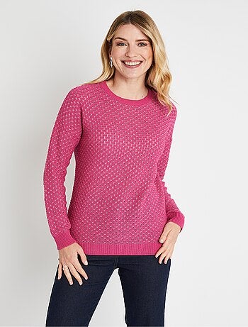 Pull doux brillant mélange coton col rond