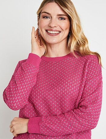 Pull doux brillant mélange coton col rond