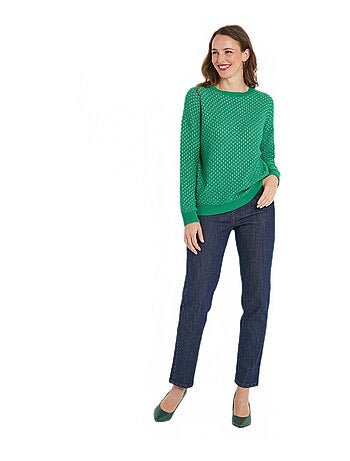 Pull doux brillant mélange coton col rond