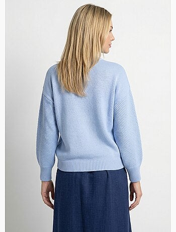 Pull doux brodé col rond - afibel