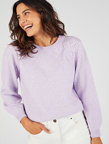 Pull doux broderie fleur - Damart