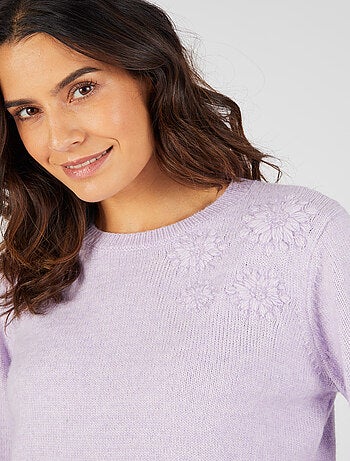 Pull doux broderie fleur - Damart
