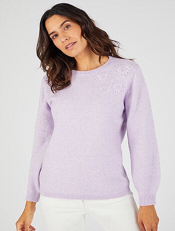 Pull doux broderie fleur - Damart