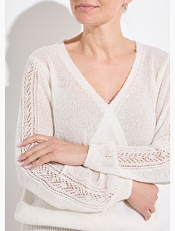 Pull doux cache-coeur avec alpaga et mohair - Afibel