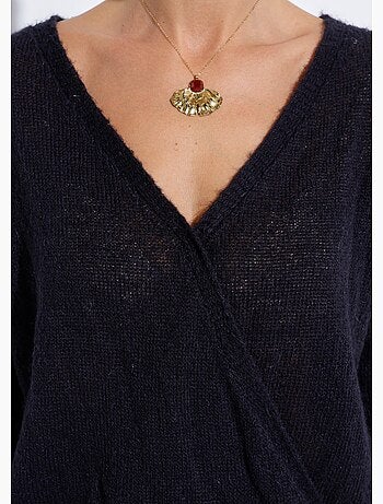 Pull doux cache-coeur avec alpaga et mohair - Afibel