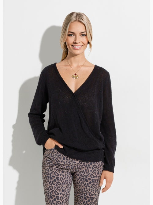 Pull doux cache-coeur avec alpaga et mohair - Afibel - Kiabi