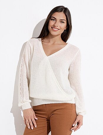 Pull doux cache-coeur avec alpaga et mohair