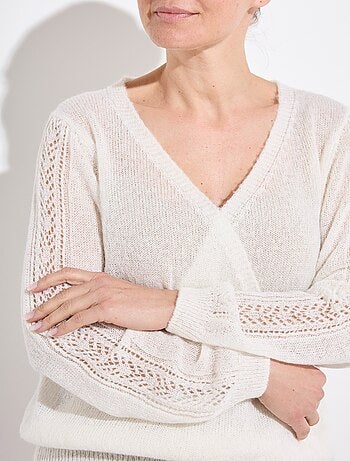 Pull doux cache-coeur avec alpaga et mohair