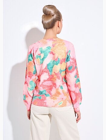 Pull doux col rond imprimé floral - Afibel