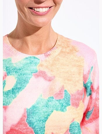 Pull doux col rond imprimé floral - Afibel
