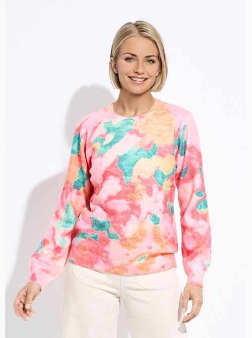 Pull doux col rond imprimé floral - Afibel - Kiabi