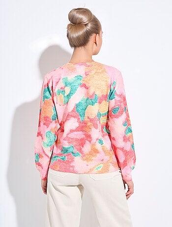 Pull doux col rond imprimé floral