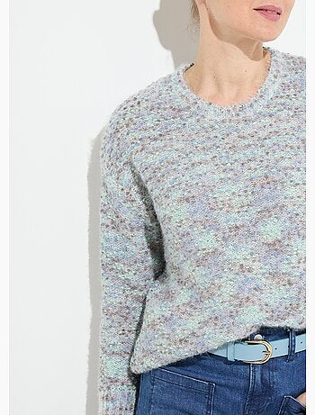 Pull doux col rond maille boule multicolore - Afibel