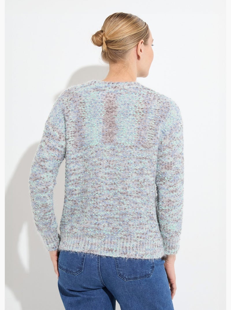Pull doux col rond maille boule multicolore - Afibel Bleu - Kiabi