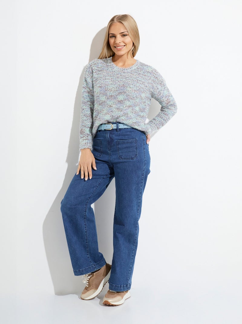 Pull doux col rond maille boule multicolore - Afibel Bleu - Kiabi