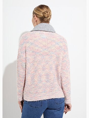 Pull doux col rond maille boule multicolore - Afibel
