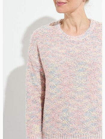 Pull doux col rond maille boule multicolore - Afibel