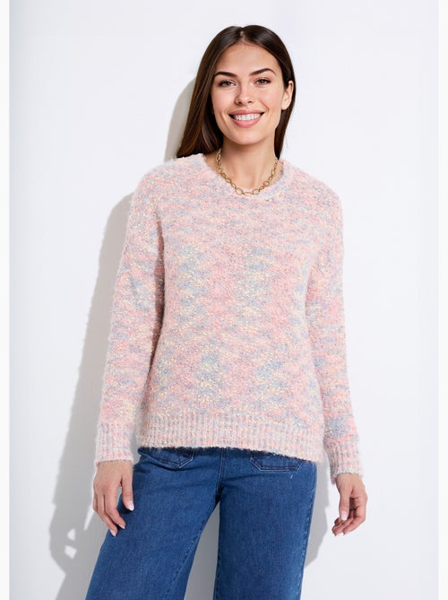 Pull doux col rond maille boule multicolore - Afibel - Kiabi