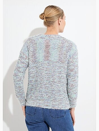 Pull doux col rond maille boule multicolore