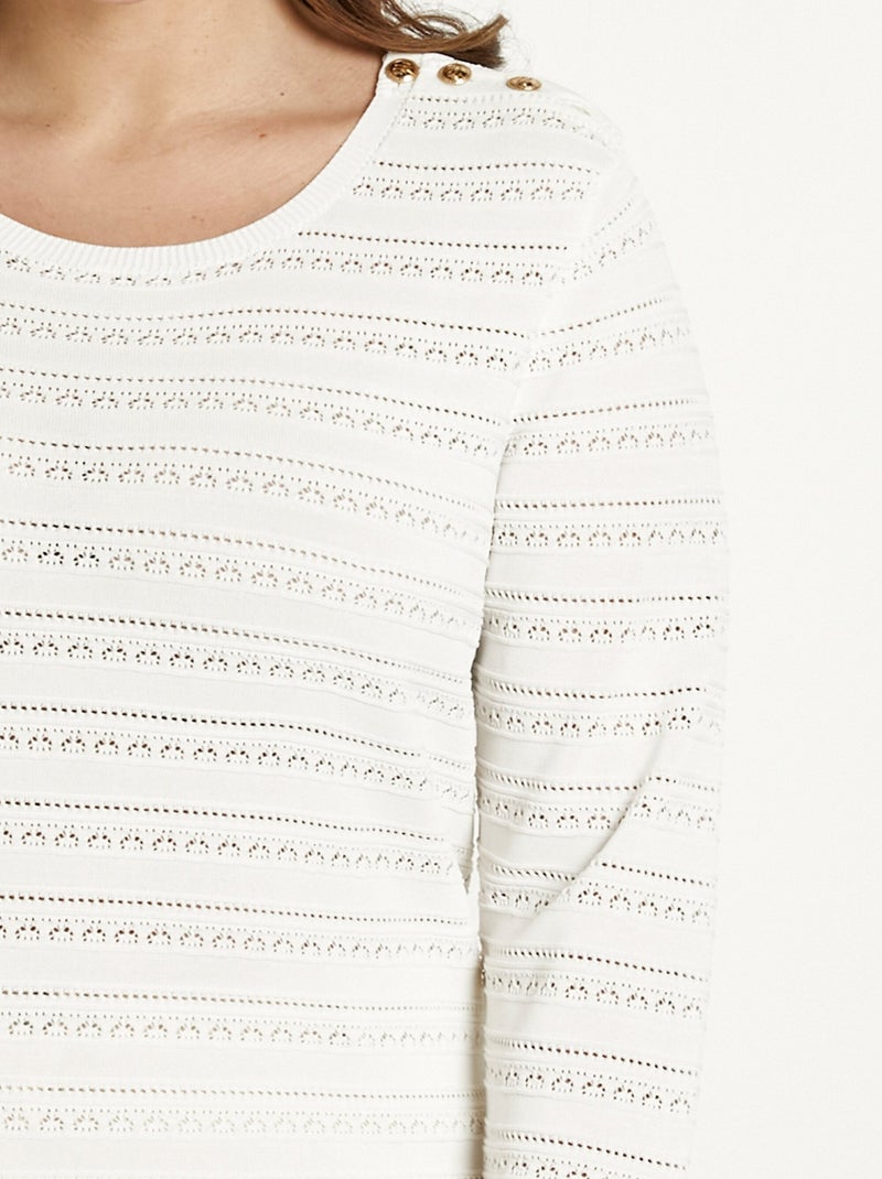 Pull doux col rond manches longues - afibel Blanc - Kiabi