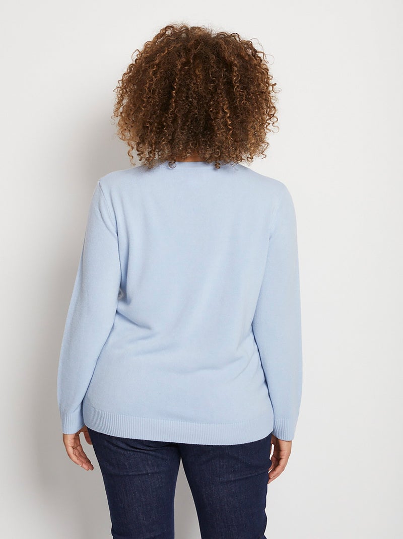 Pull doux col rond manches longues - Afibel Ciel - Kiabi