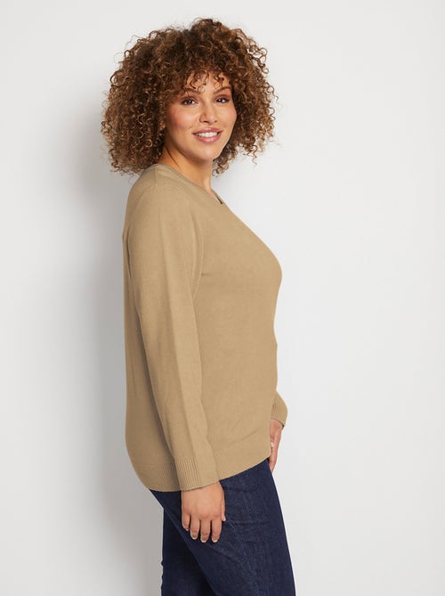 Pull doux col rond manches longues - Afibel - Kiabi