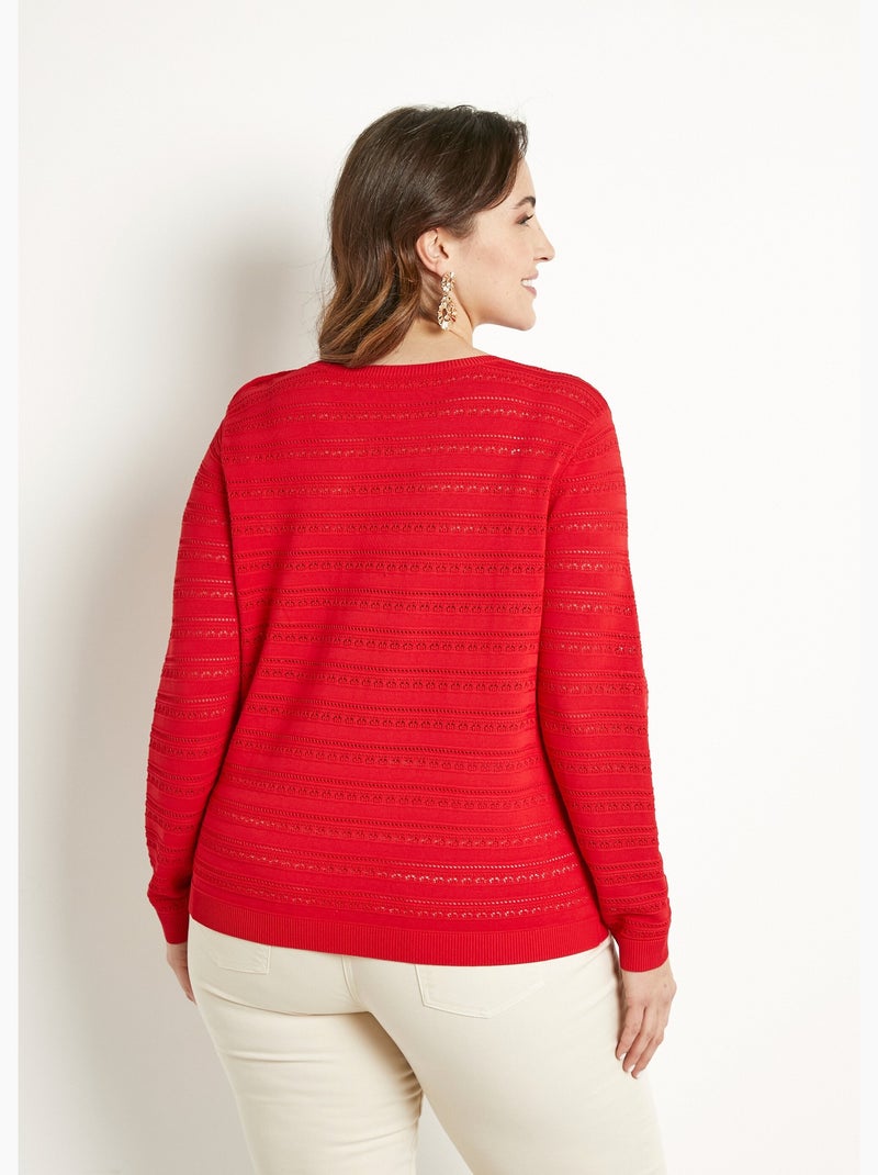 Pull doux col rond manches longues - afibel Rouge - Kiabi