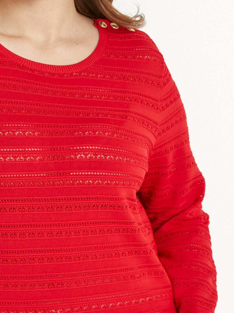 Pull doux col rond manches longues - afibel Rouge - Kiabi