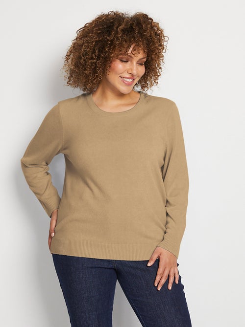 Pull doux col rond manches longues - Kiabi
