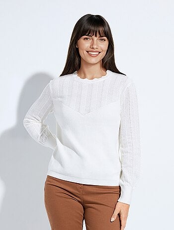 Pull doux col rond manches longues blousantes - Afibel