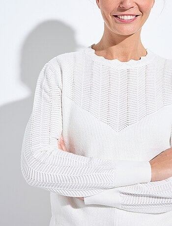 Pull doux col rond manches longues blousantes - Afibel