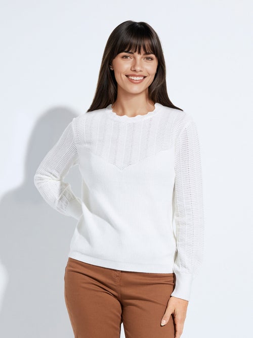 Pull doux col rond manches longues blousantes - Afibel - Kiabi