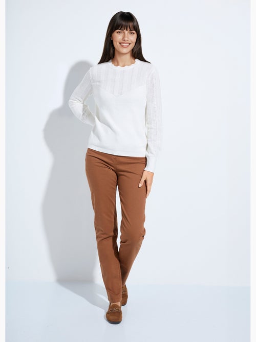 Pull doux col rond manches longues blousantes - Afibel - Kiabi