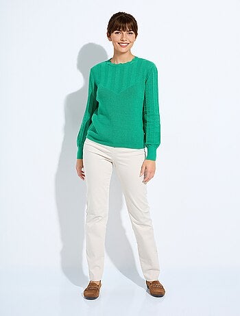 Pull doux col rond manches longues blousantes