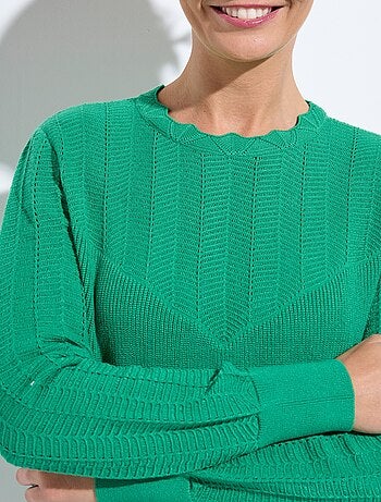 Pull doux col rond manches longues blousantes
