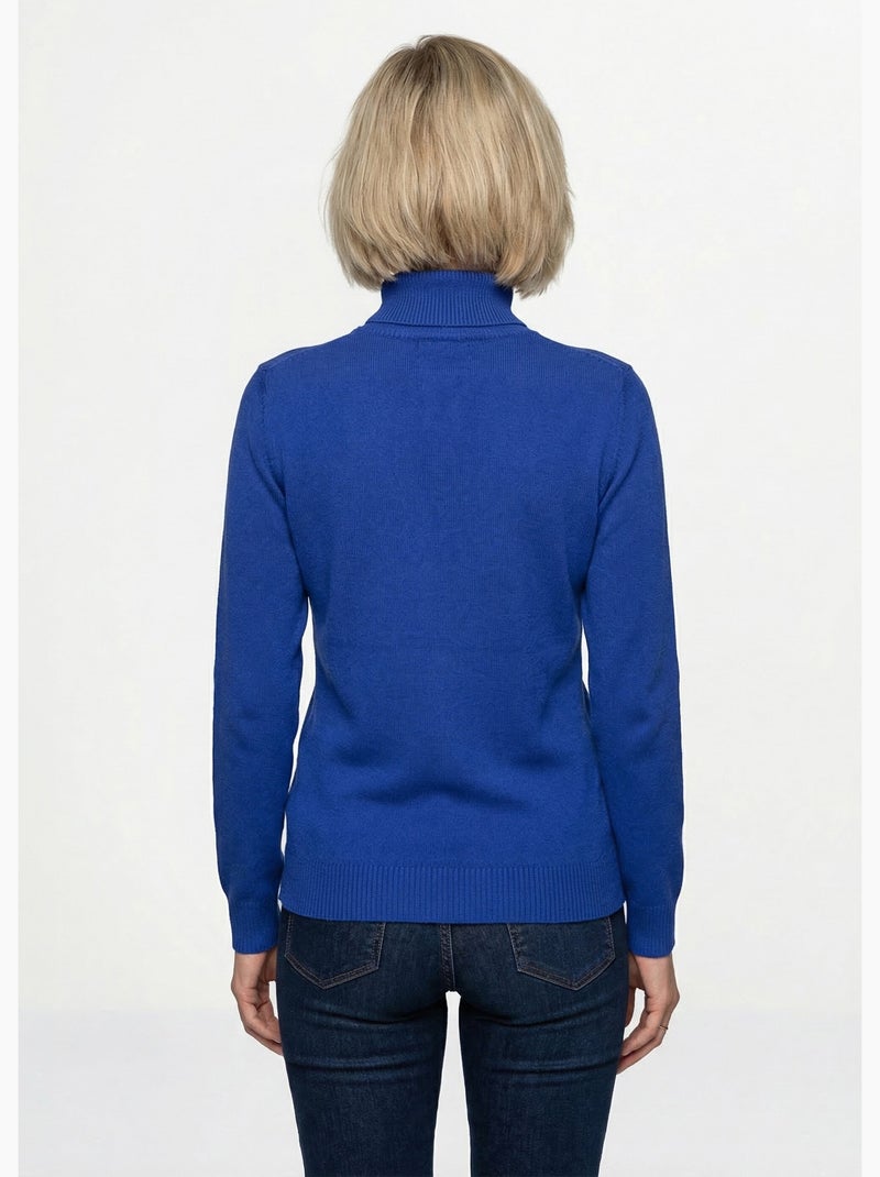 Pull doux col roulé manches longues - Afibel Bleu - Kiabi