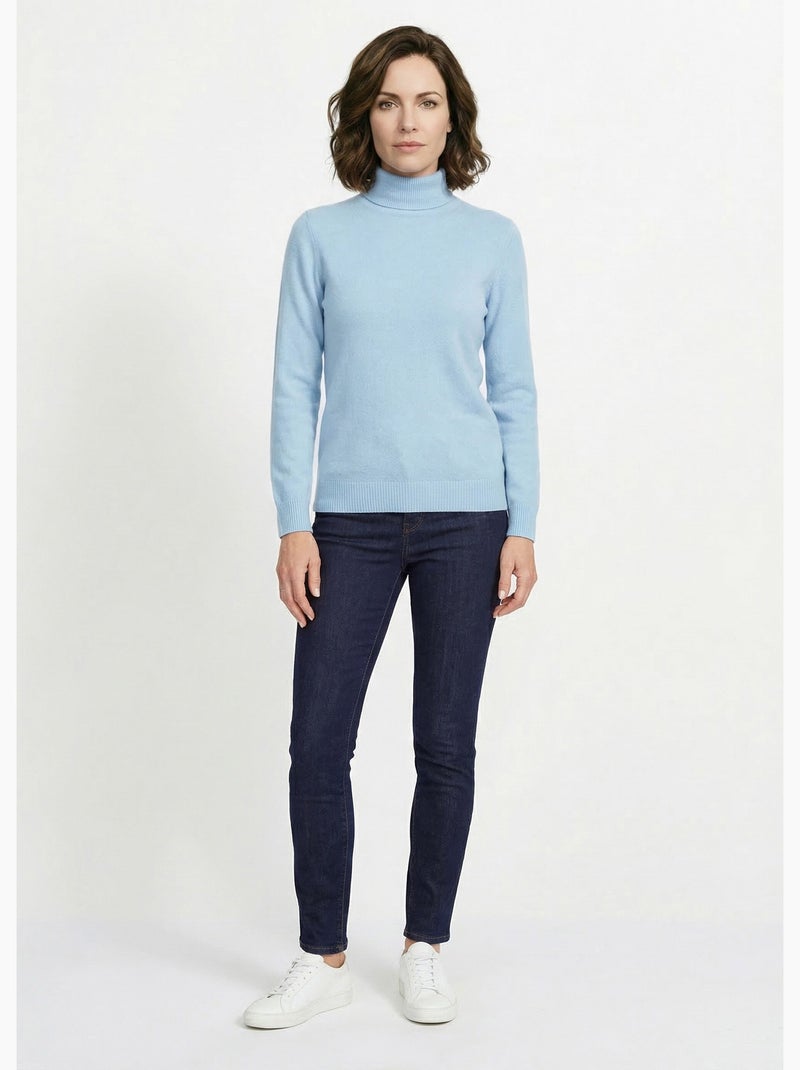 Pull doux col roulé manches longues - Afibel Ciel - Kiabi