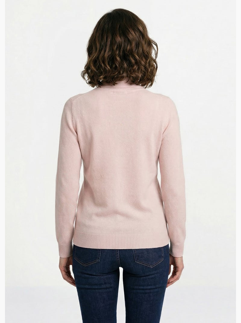 Pull doux col roulé manches longues - Afibel Rose - Kiabi