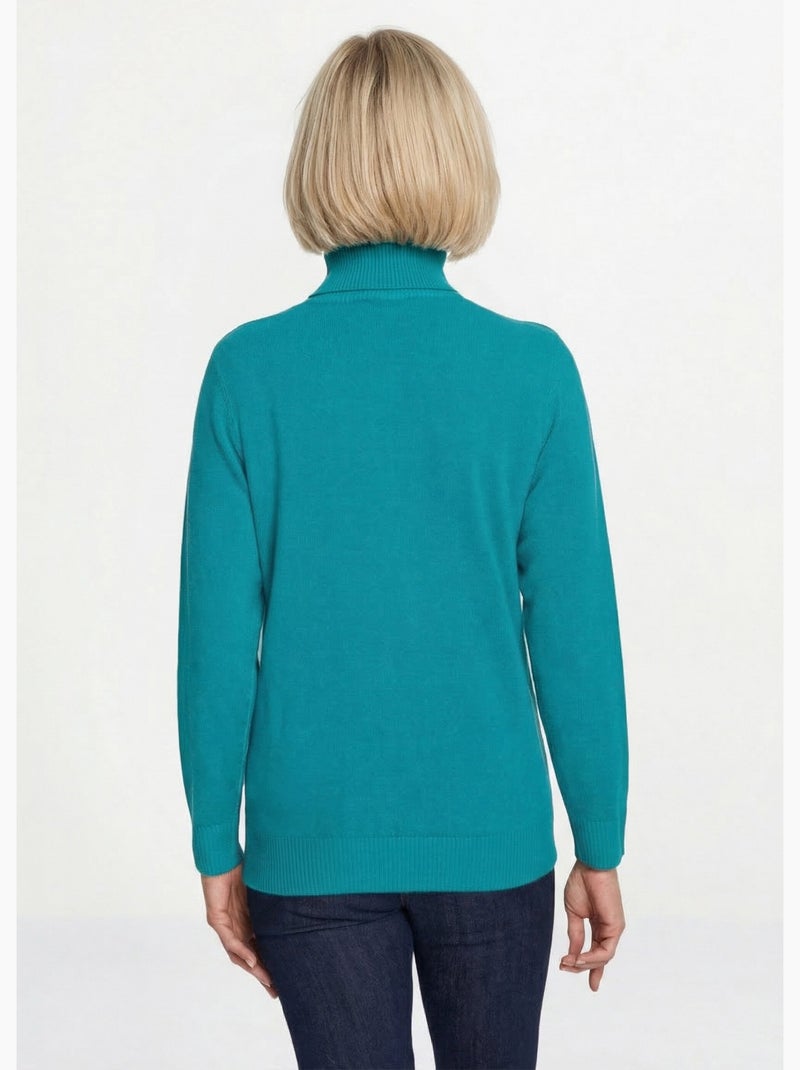 Pull doux col roulé manches longues - Afibel Vert - Kiabi